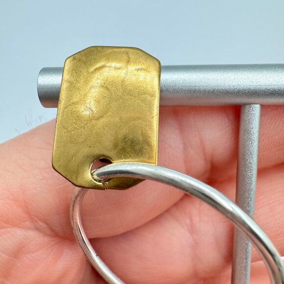 Marjorie Baer MB SF Hoop Earrings Mixed Metal Brutalist Industrial Clip On Artsy - Picture 15 of 16